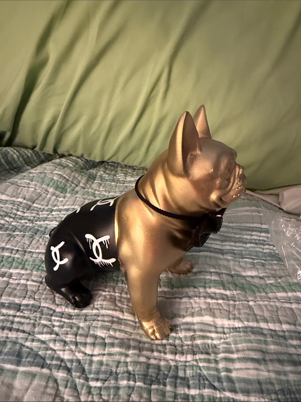 Decorative Gold & Black French Bulldog Statue for Dogs Lovers - Picture 3 of 4